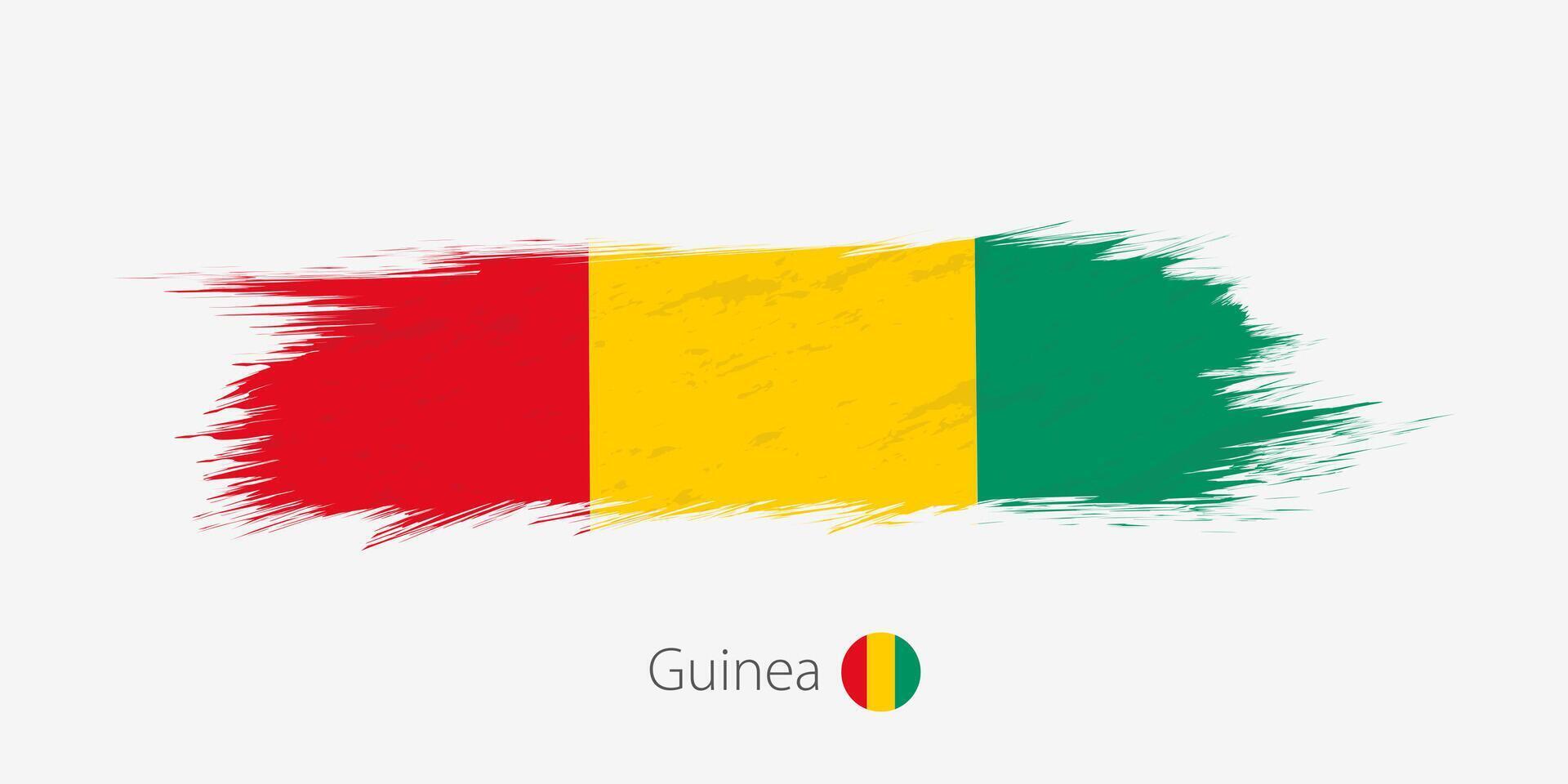 flagga av Guinea, grunge abstrakt borsta stroke på grå bakgrund. vektor