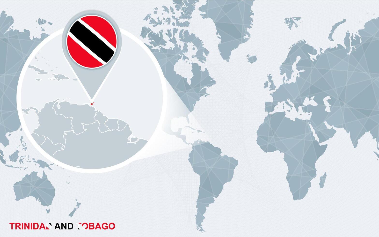 värld Karta centrerad på Amerika med förstorade trinidad och tobago. vektor
