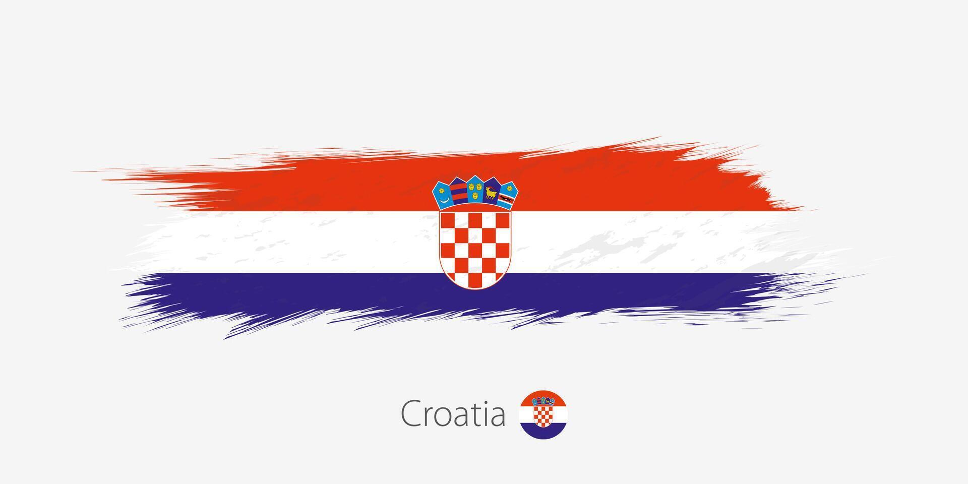 flagga av kroatien, grunge abstrakt borsta stroke på grå bakgrund. vektor