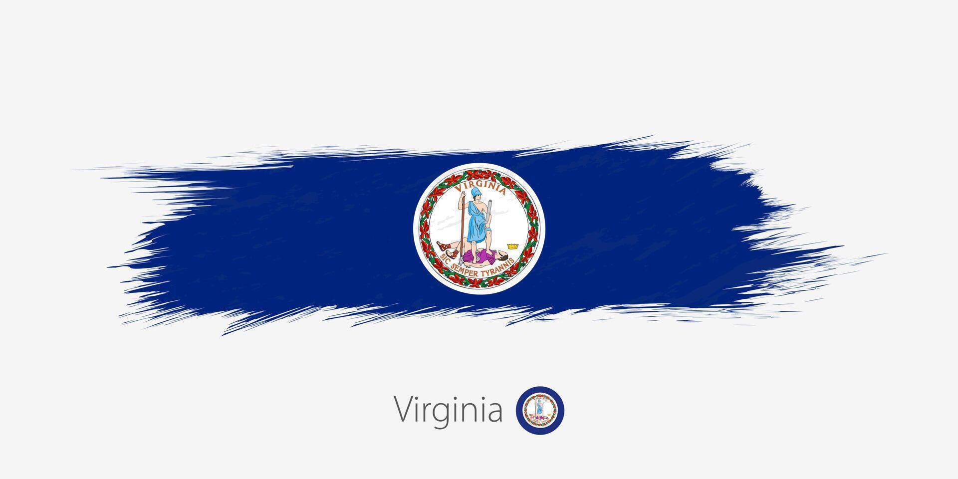 flagga av virginia oss stat, grunge abstrakt borsta stroke på grå bakgrund. vektor