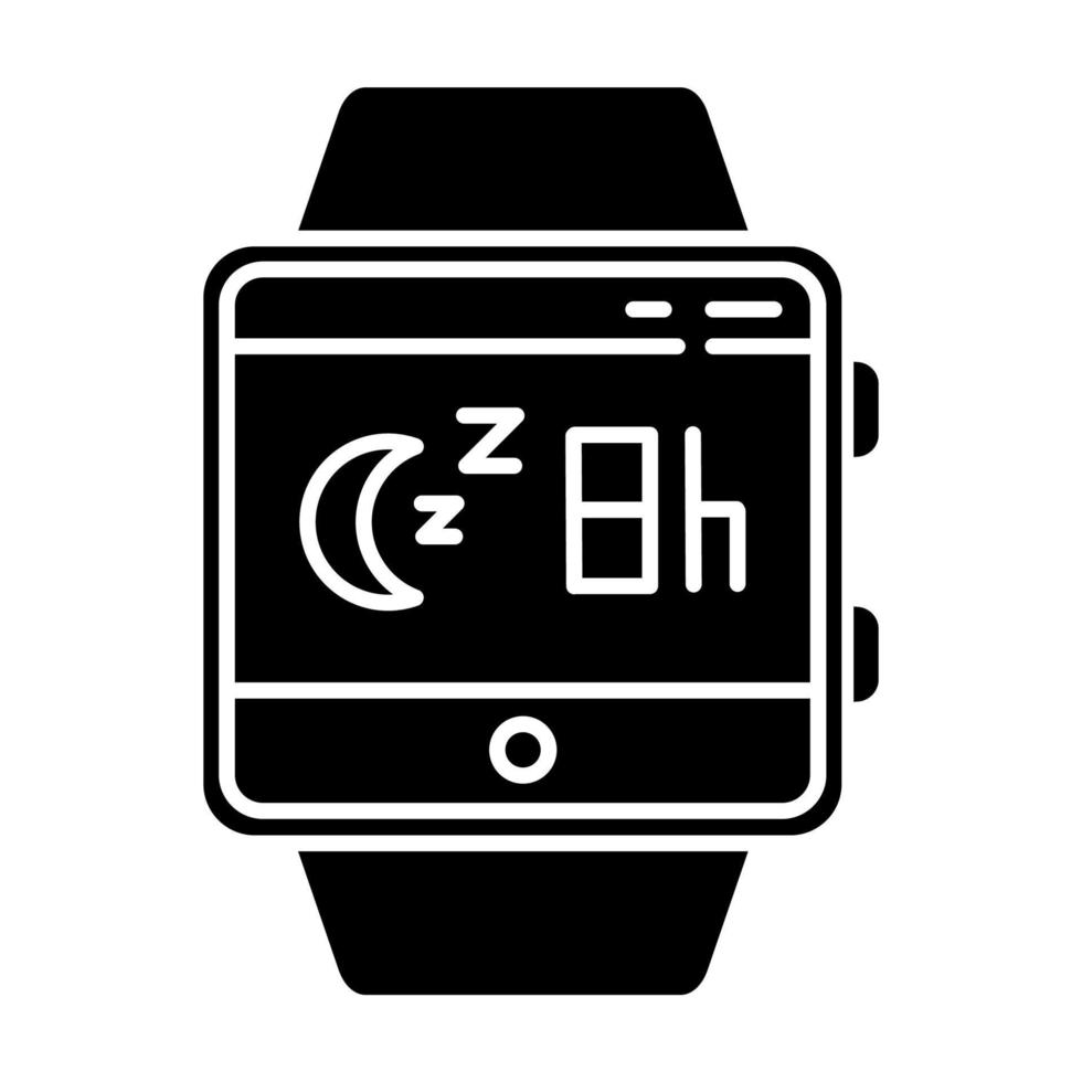 sömnövervakning smartwatch funktion glyfikon. fitness armband. rörelse under sömnspårning, analysera sömnvanor. siluett symbol. negativt utrymme. vektor isolerade illustration