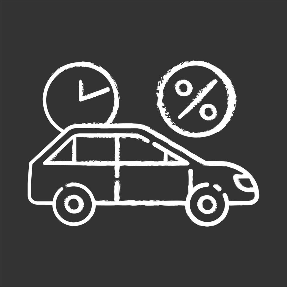 Autofinanzierung Kreidesymbol. Nehmen Sie Kredit auf, um ein Auto zu kaufen. Geld für den Autokauf leihen. Geld leihen mit prozentsatz. Transportmittel kaufen. auto mieten. isolierte vektortafelillustration vektor