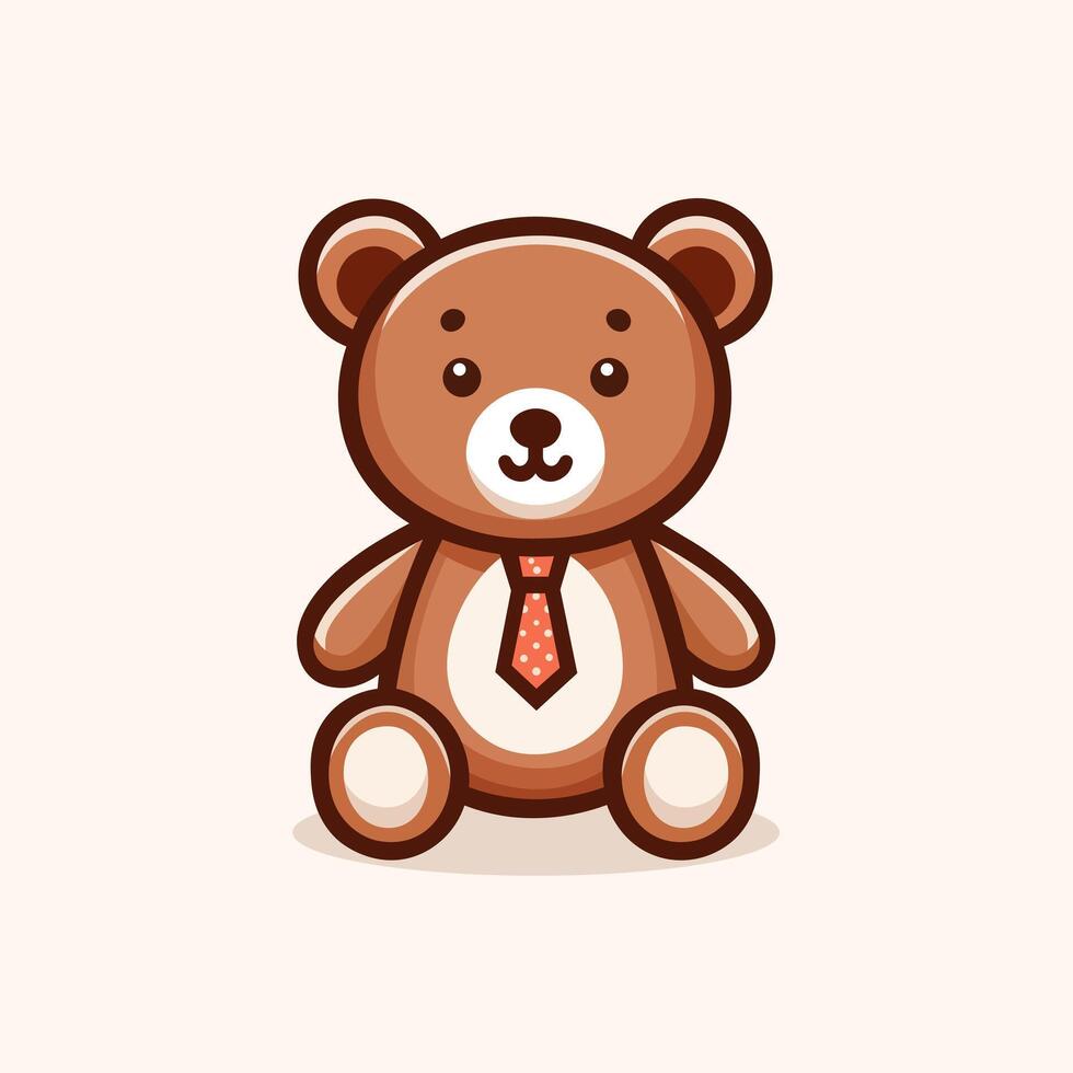 teddy Björn ClipArt. slips platt söt bebis teddy Björn. vektor illustration