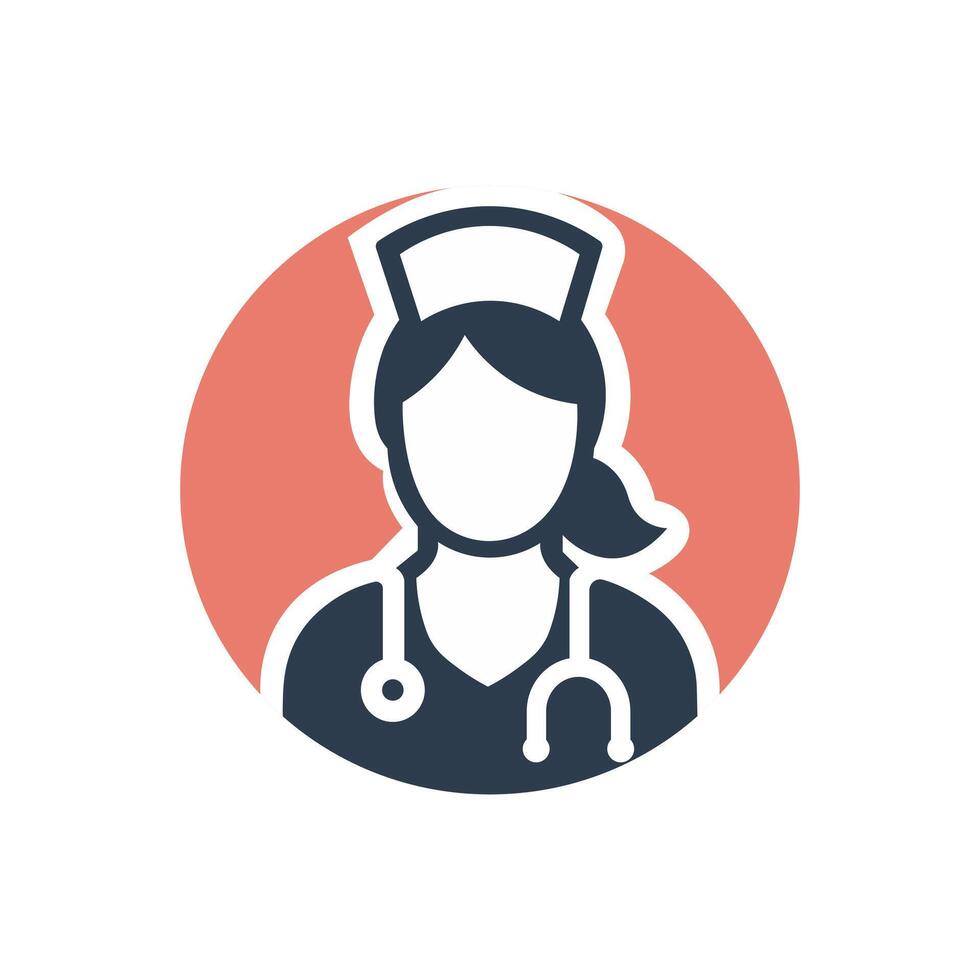 sjuksköterska ikon. medicinsk assistent med stetoskop och keps för sjukvård. vektor illustration