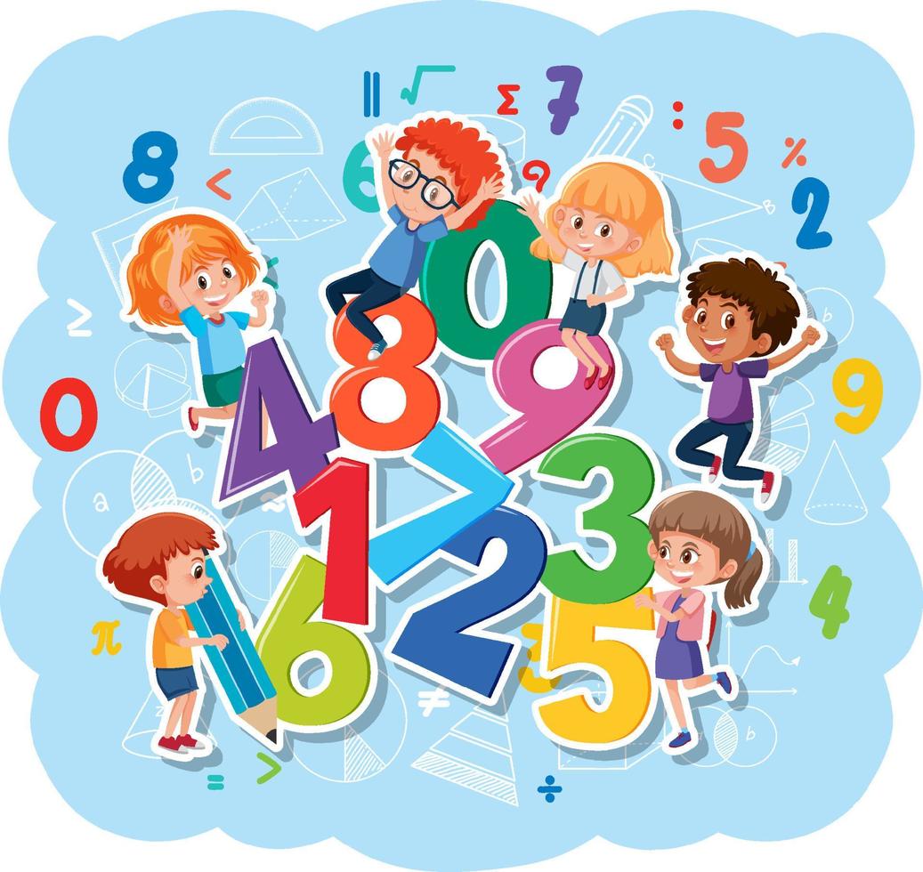 Kinder mit mathematischer Zahlenschrift vektor