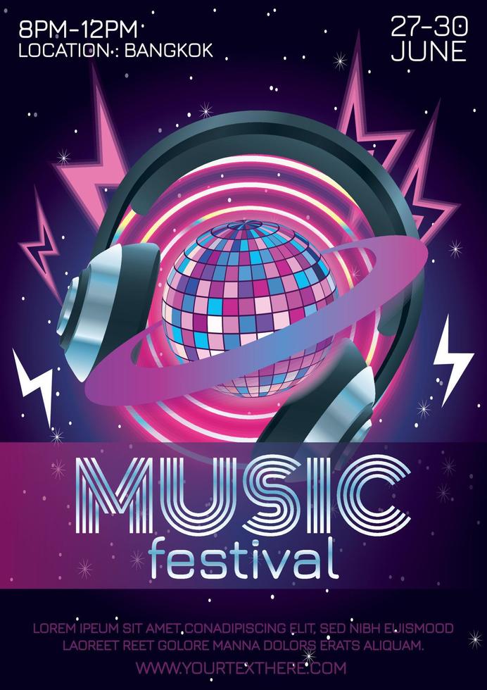 affisch för nattmusikfestivalfest vektor
