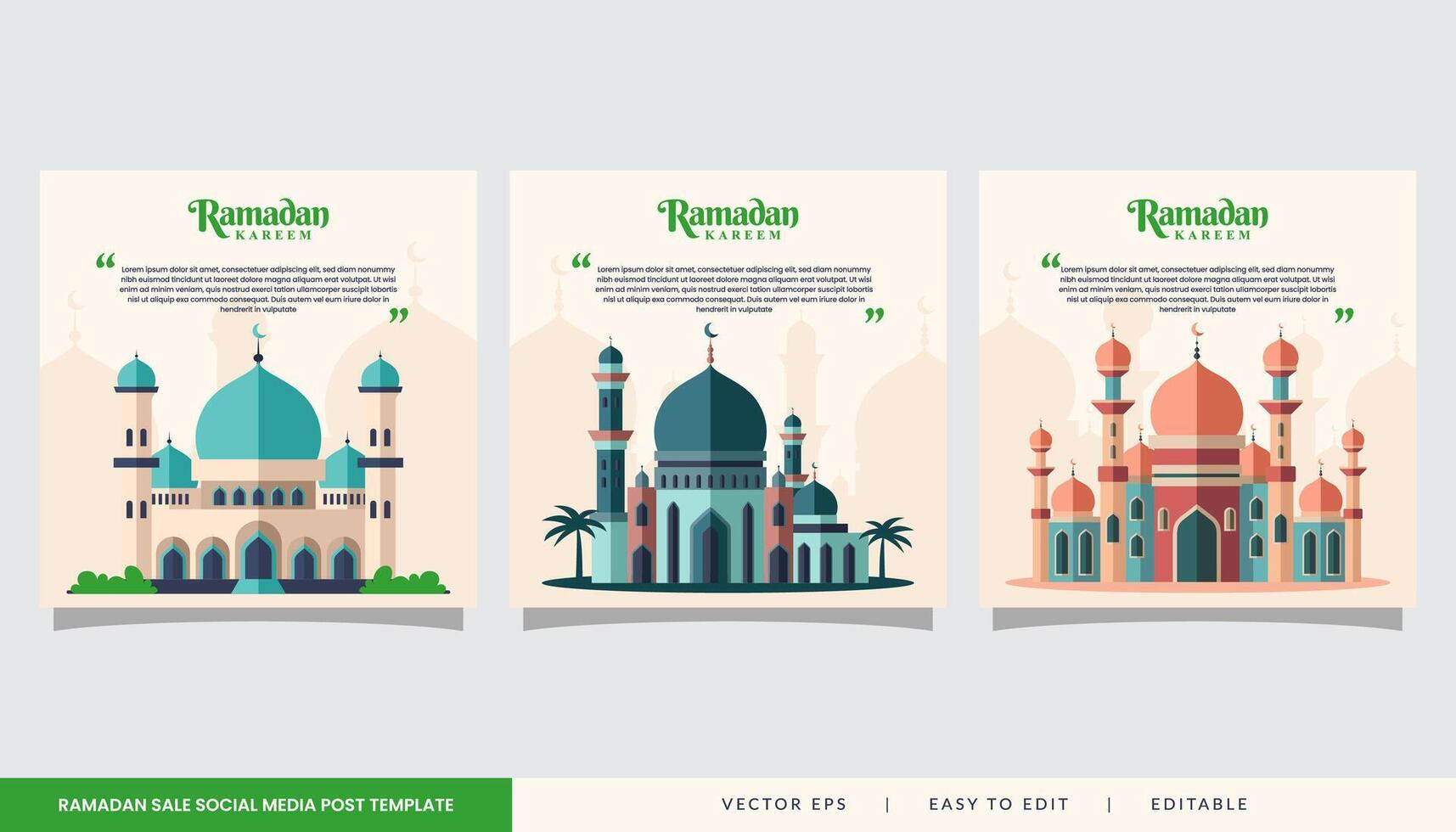 islamisch Ramadan kareem Platz Banner Sozial Medien Post mit Moschee Illustration vektor