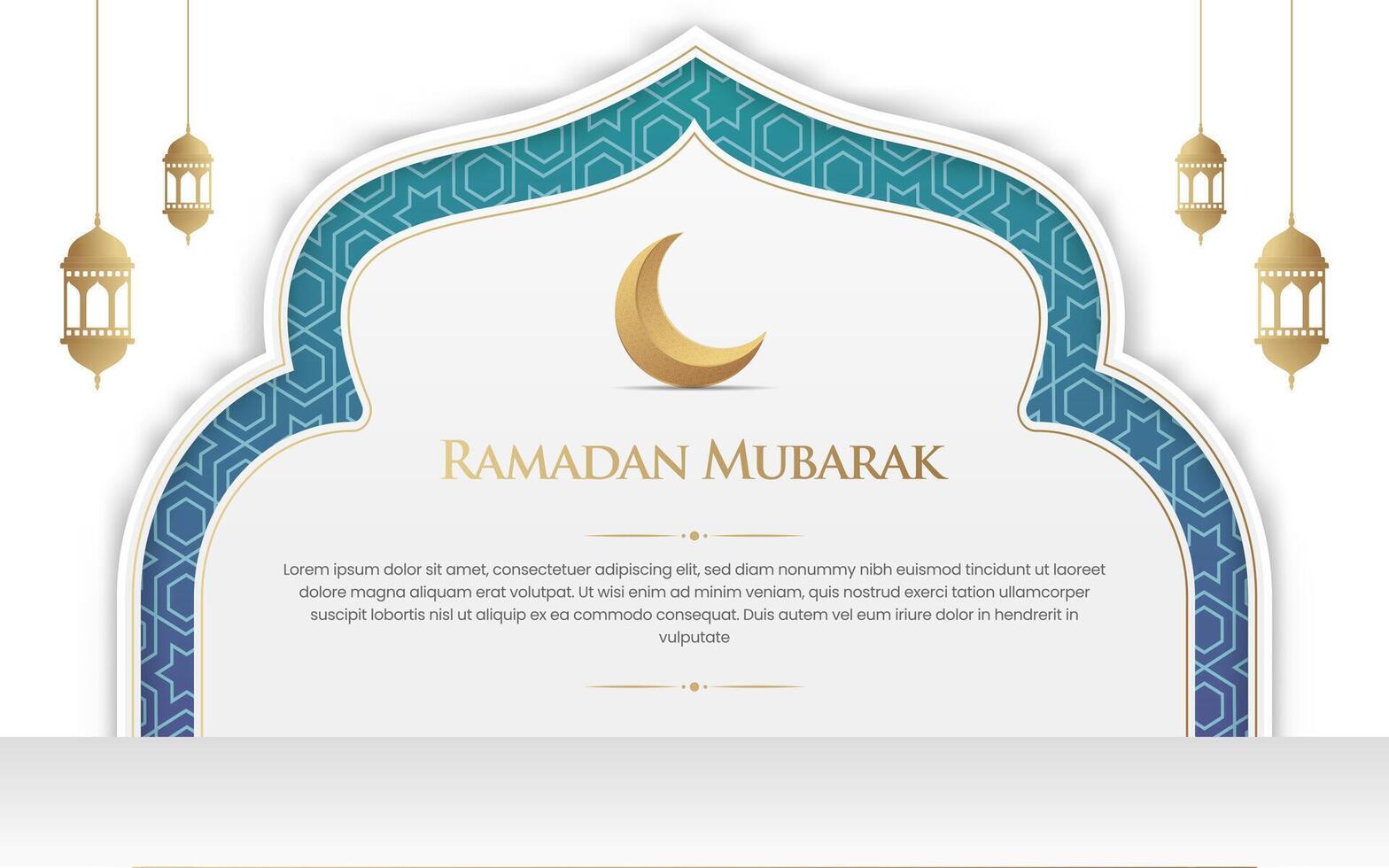 Weiß und Blau Luxus islamisch Bogen Ramadan Hintergrund mit dekorativ Ornament Muster vektor