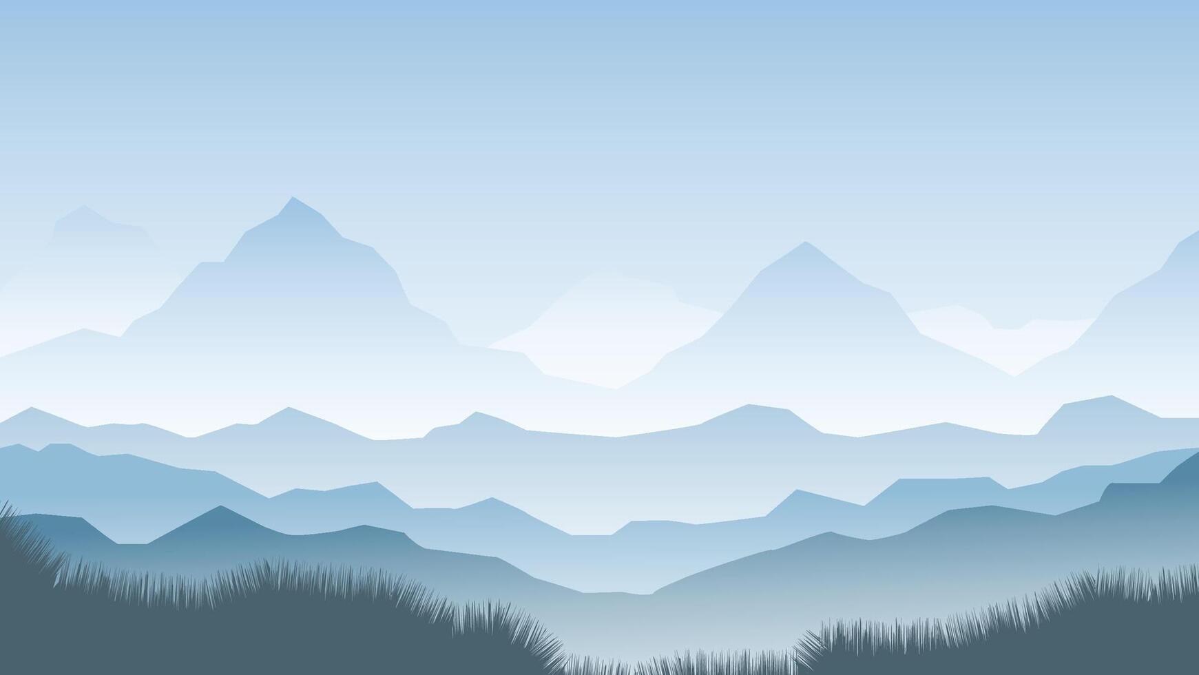 Berg Hintergrund mit Nebel. Landschaft Karikatur Szene vektor