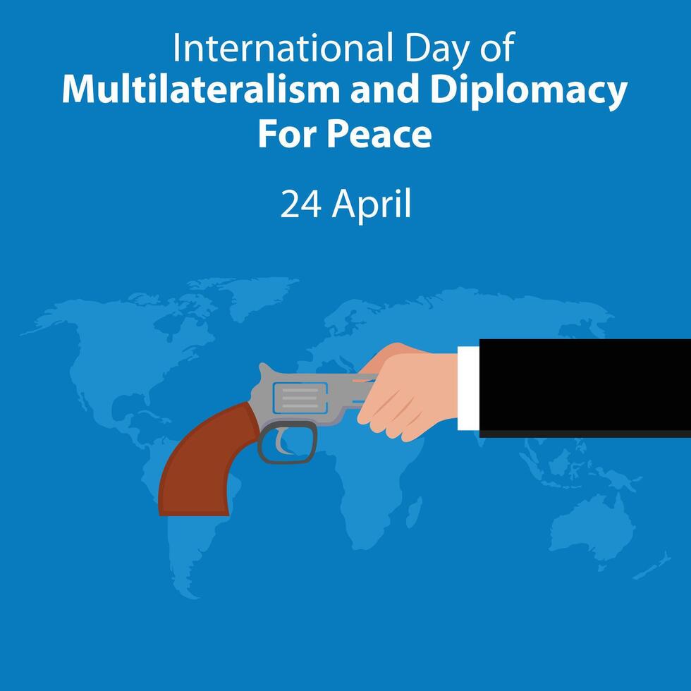 Illustration Vektor Grafik von zittern Hände mit ein Hand Pistole, perfekt zum International Tag, Multilateralismus und Diplomatie zum Frieden, zelebrieren, Gruß Karte, usw.
