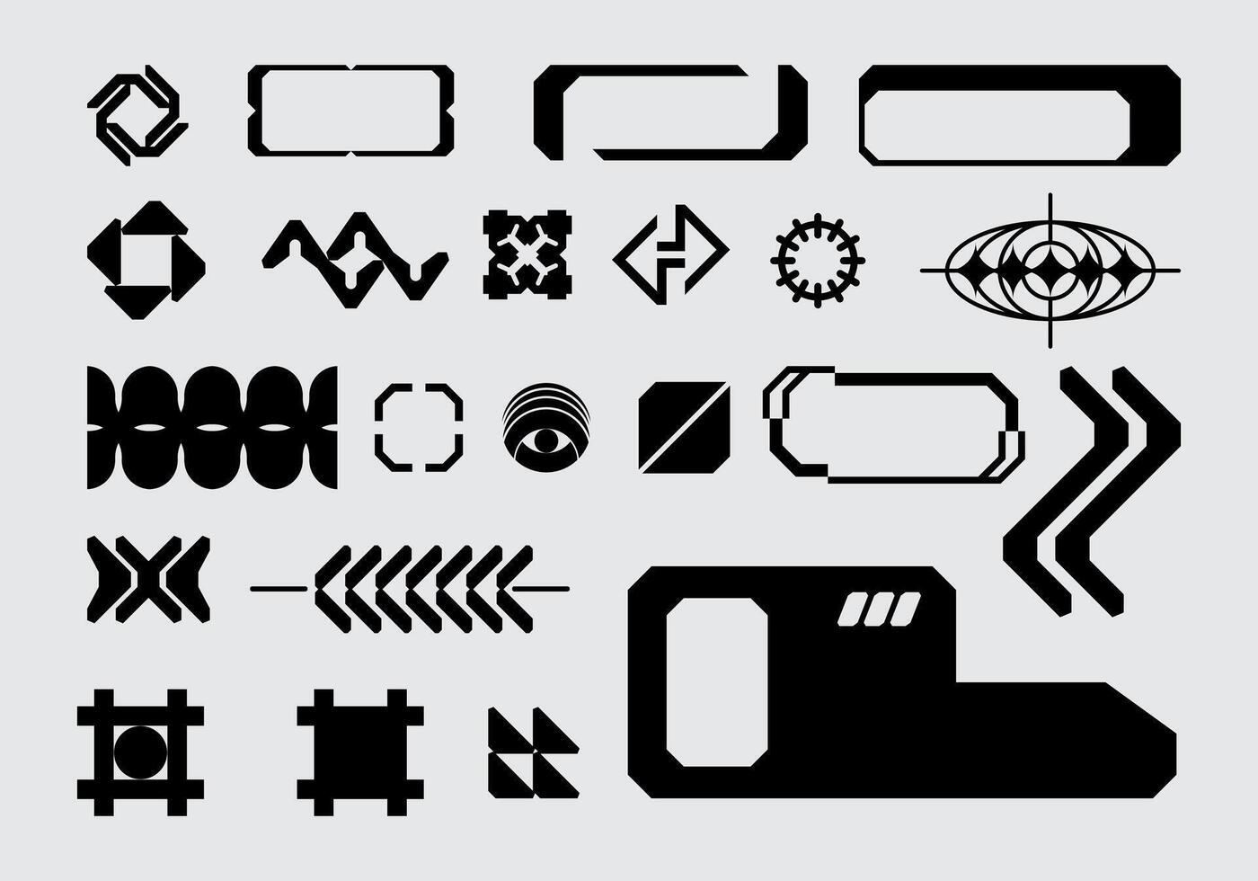 futuristisch abstrakt Anlagegut Sammlung Acid gestalten Vektor Symbol y2k bündeln hud Schnittstelle Spiel Technologie getrennt editierbar