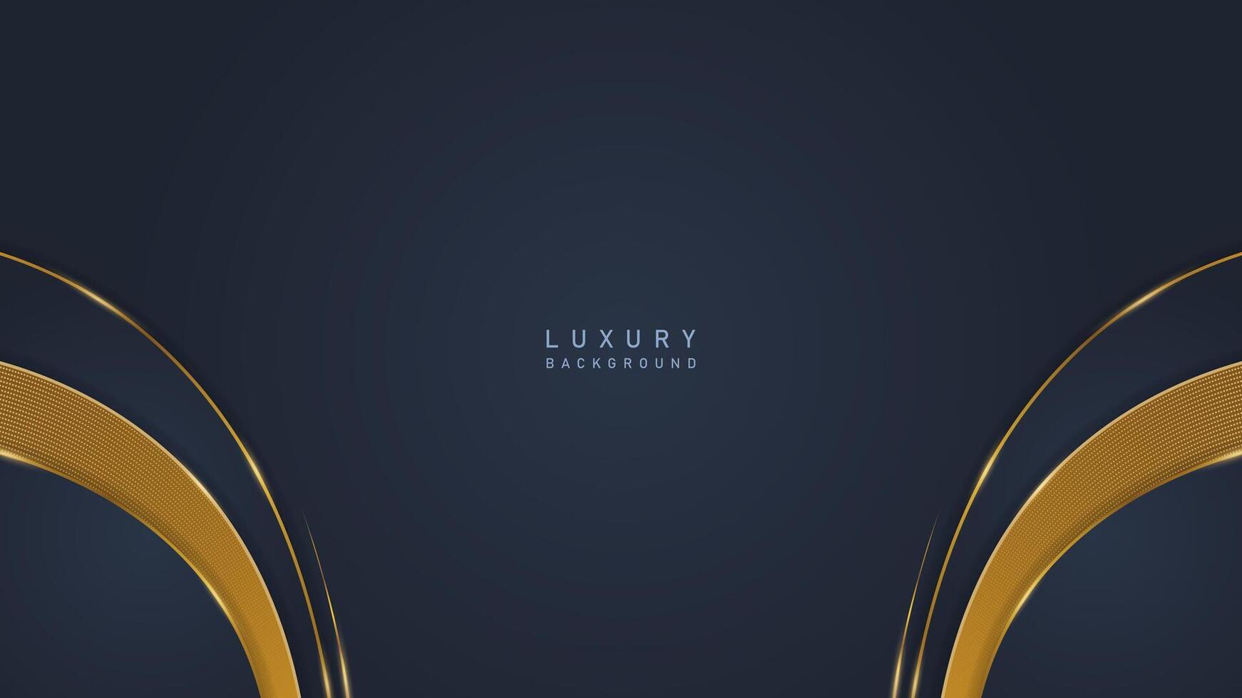 Luxus modern dunkel Blau Hintergrund mit Kurve golden Ornament. Luxus Prämie Vektor Design