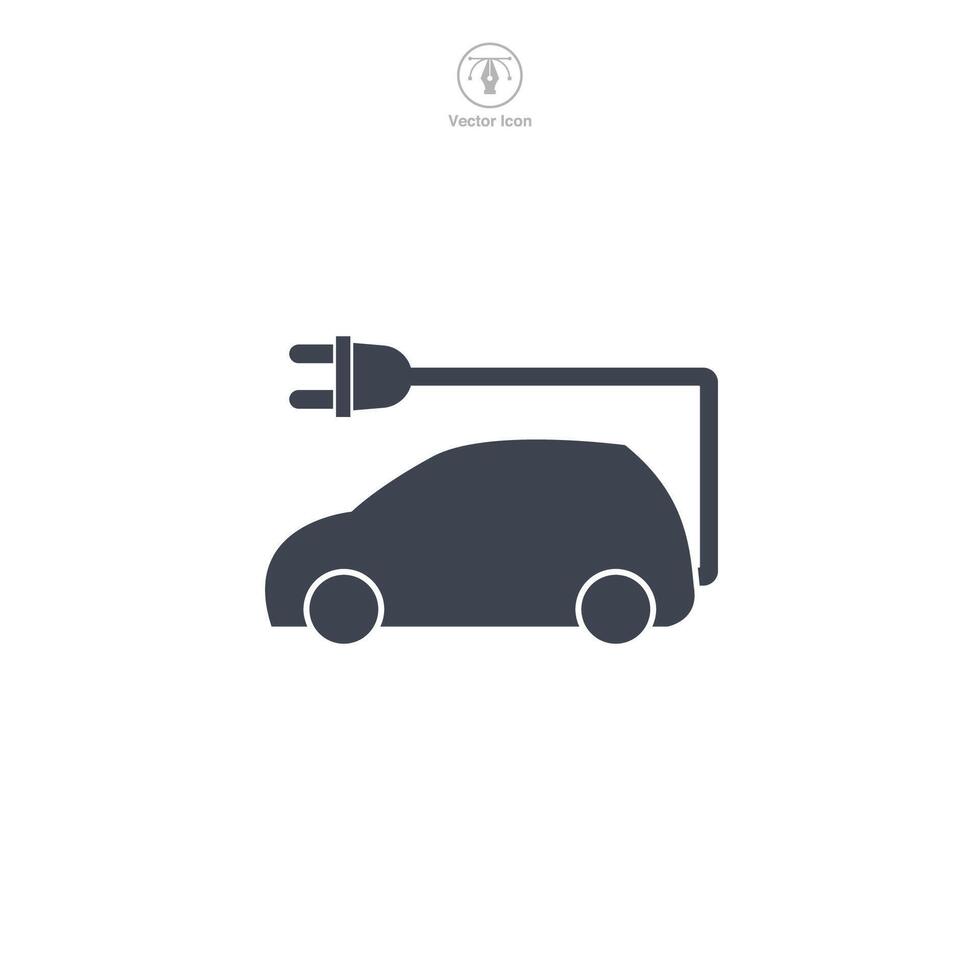 elektrisk bil med plugg ikon symbol vektor illustration isolerat på vit bakgrund