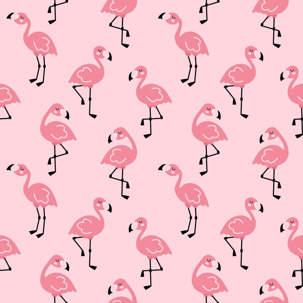 Rosa süß Karikatur Flamingo nahtlos Muster zum Stoff, Verpackung Papier, drucken, Dekor. Vektor Illustration