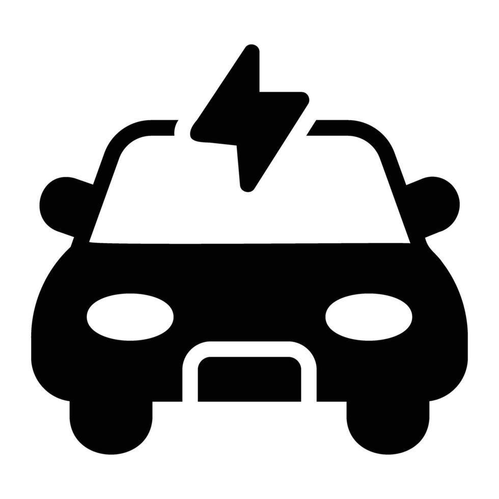 elektrisk bil glyf ikon bakgrund vit vektor