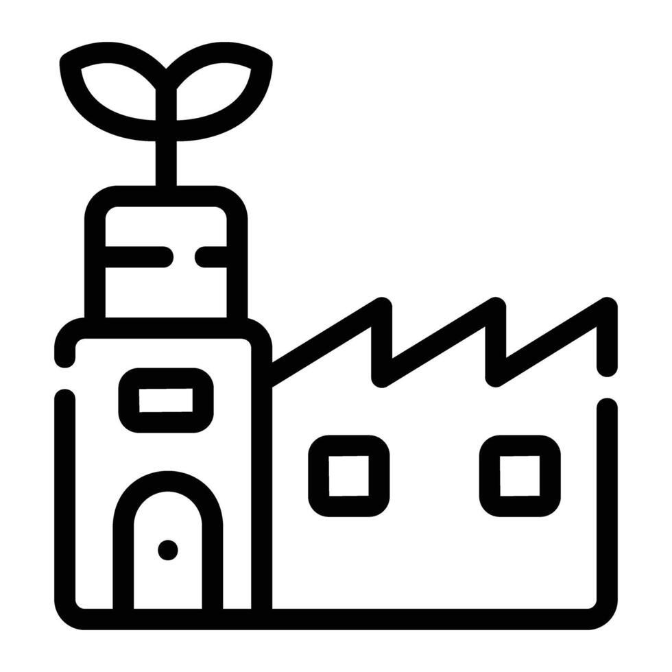 Öko Fabrik Linie Symbol Hintergrund Weiß vektor