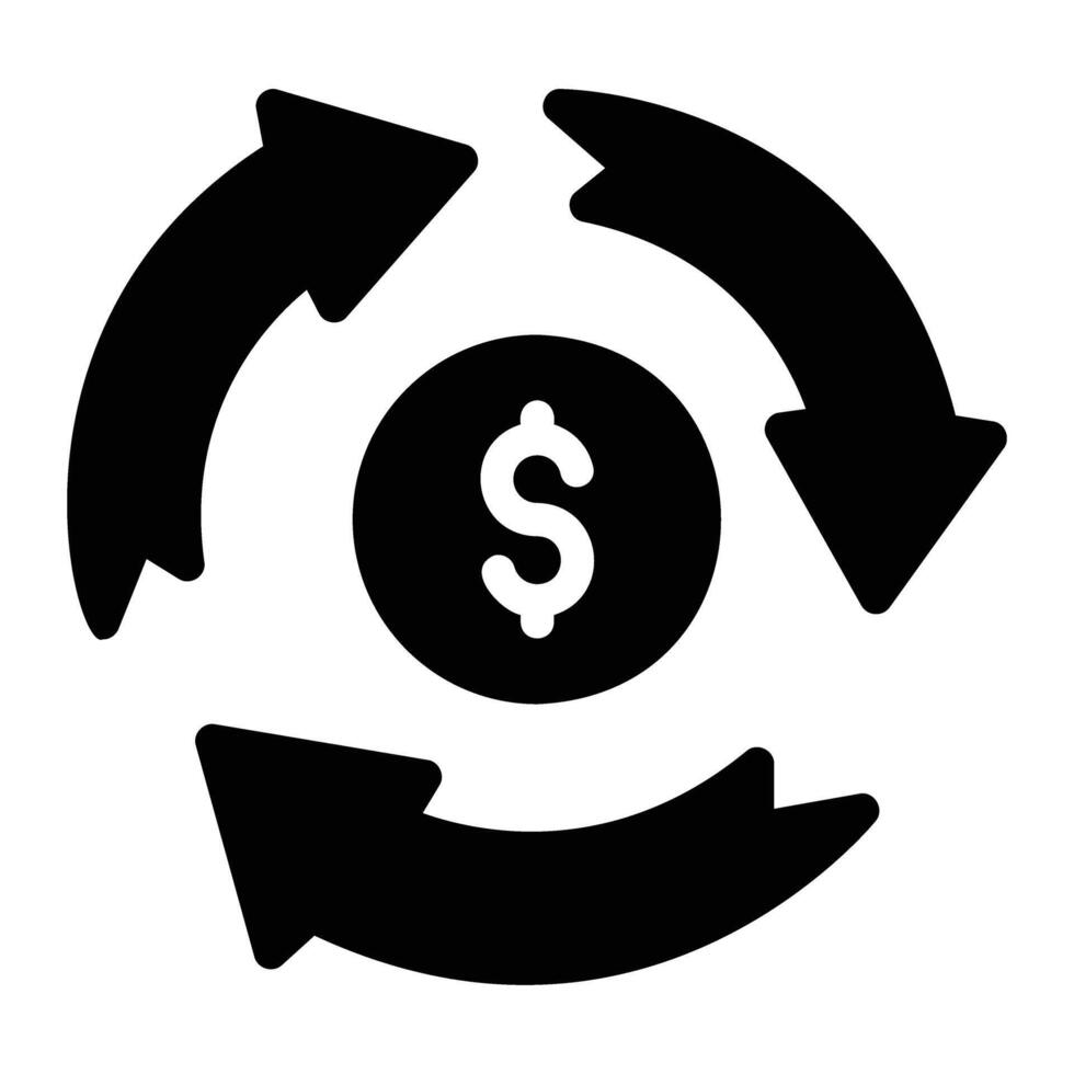 Geld fließen Glyphe Symbol Hintergrund Weiß vektor