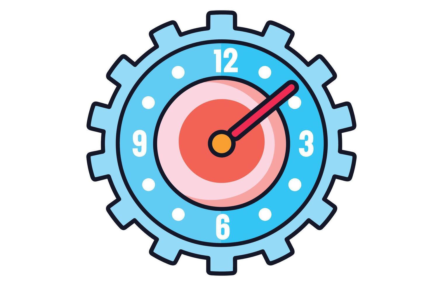 Uhr Symbol im eben Stil, Timer auf Farbe Hintergrund. Vektor Uhr Design Element