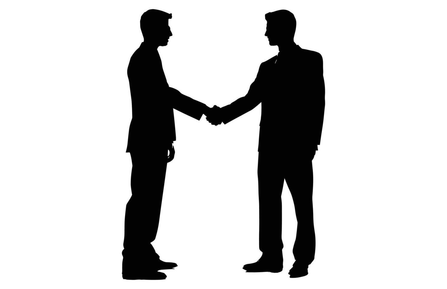 zwei Silhouette Geschäftsmann Hand Shake, Geschäft Mann Handschlag Zustimmung Konzept eben Vektor Illustration