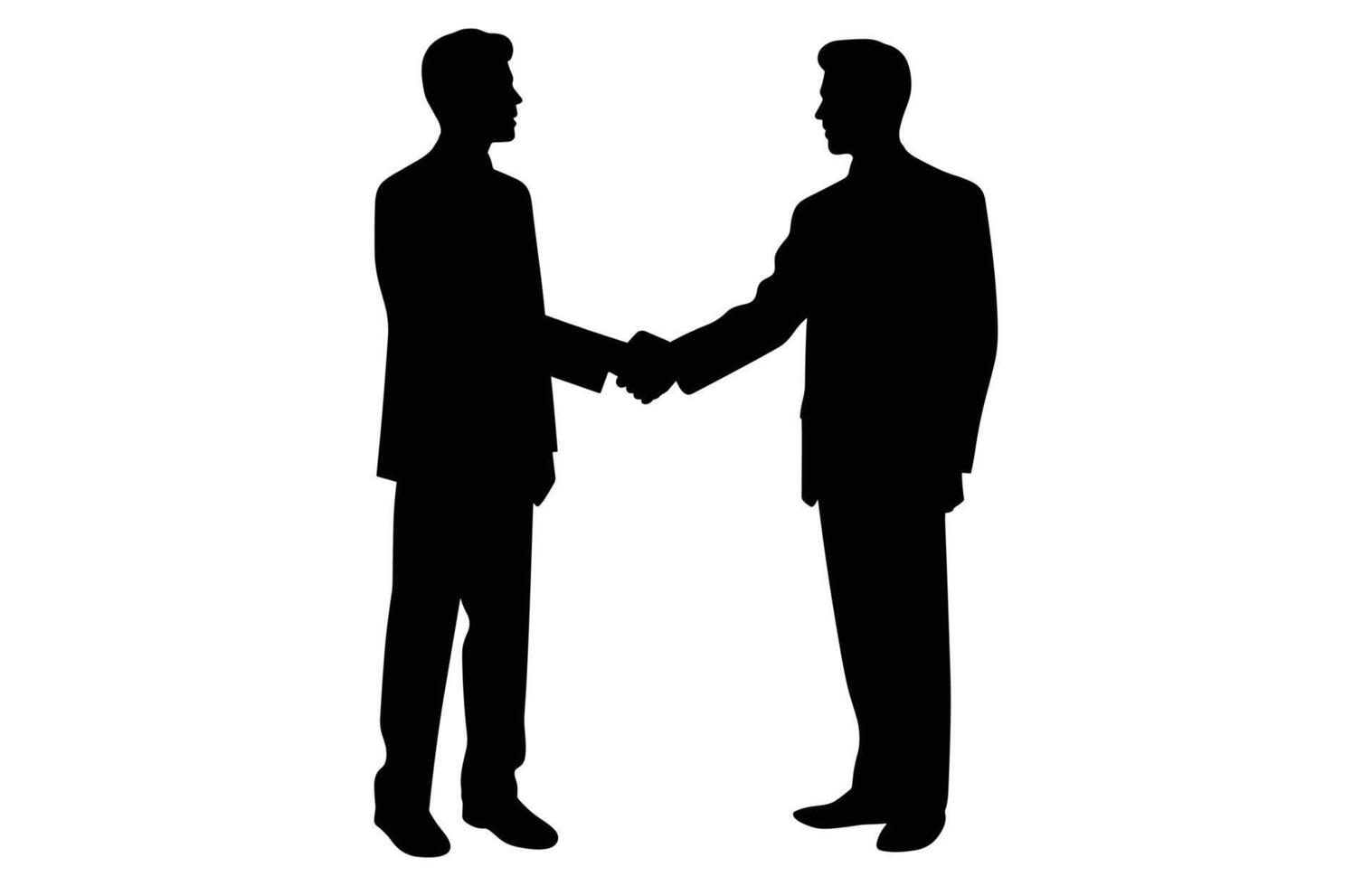 zwei Silhouette Geschäftsmann Hand Shake, Geschäft Mann Handschlag Zustimmung Konzept eben Vektor Illustration