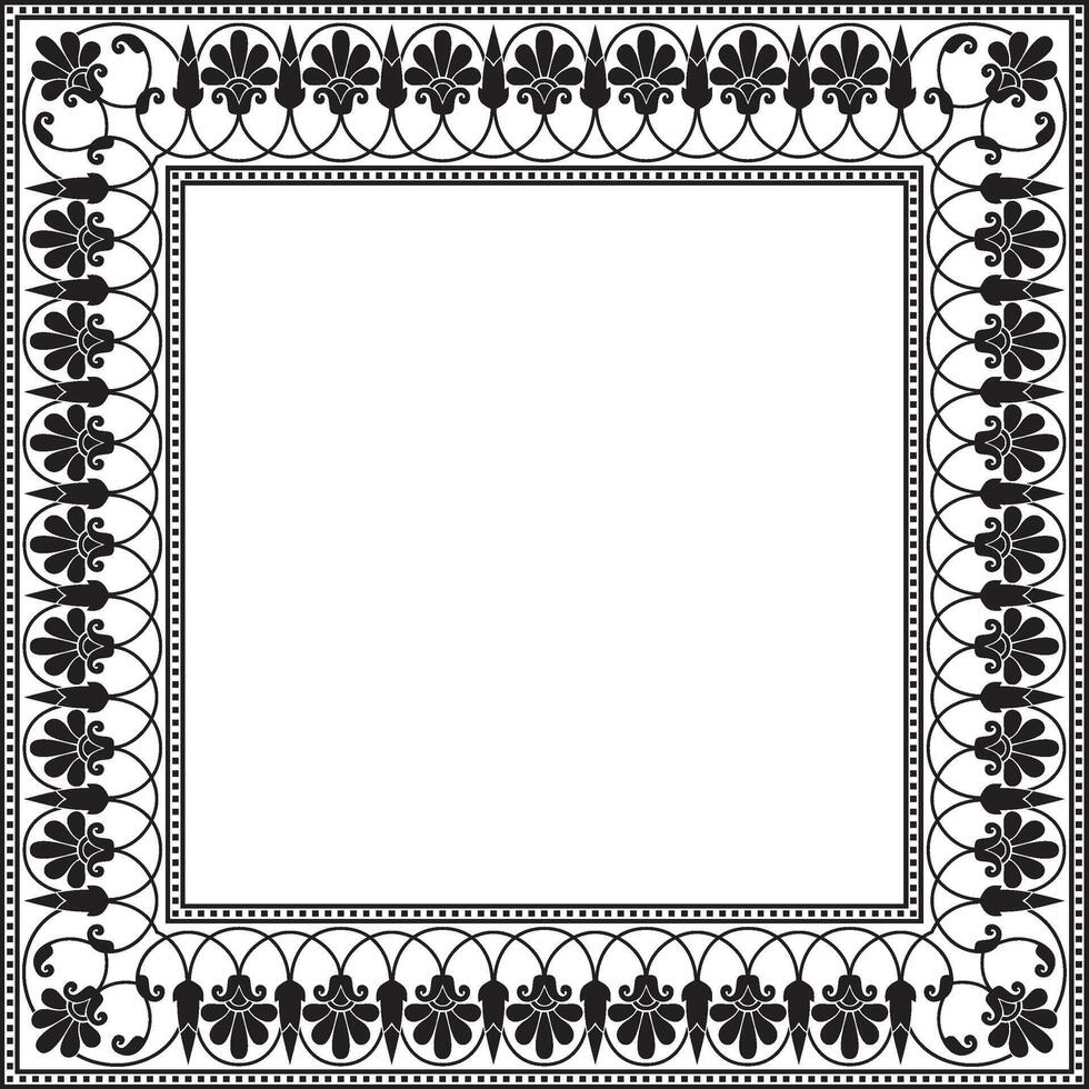 Vektor einfarbig schwarz Platz klassisch griechisch Mäander Ornament. Muster von uralt Griechenland. Grenze, Rahmen von das römisch Reich