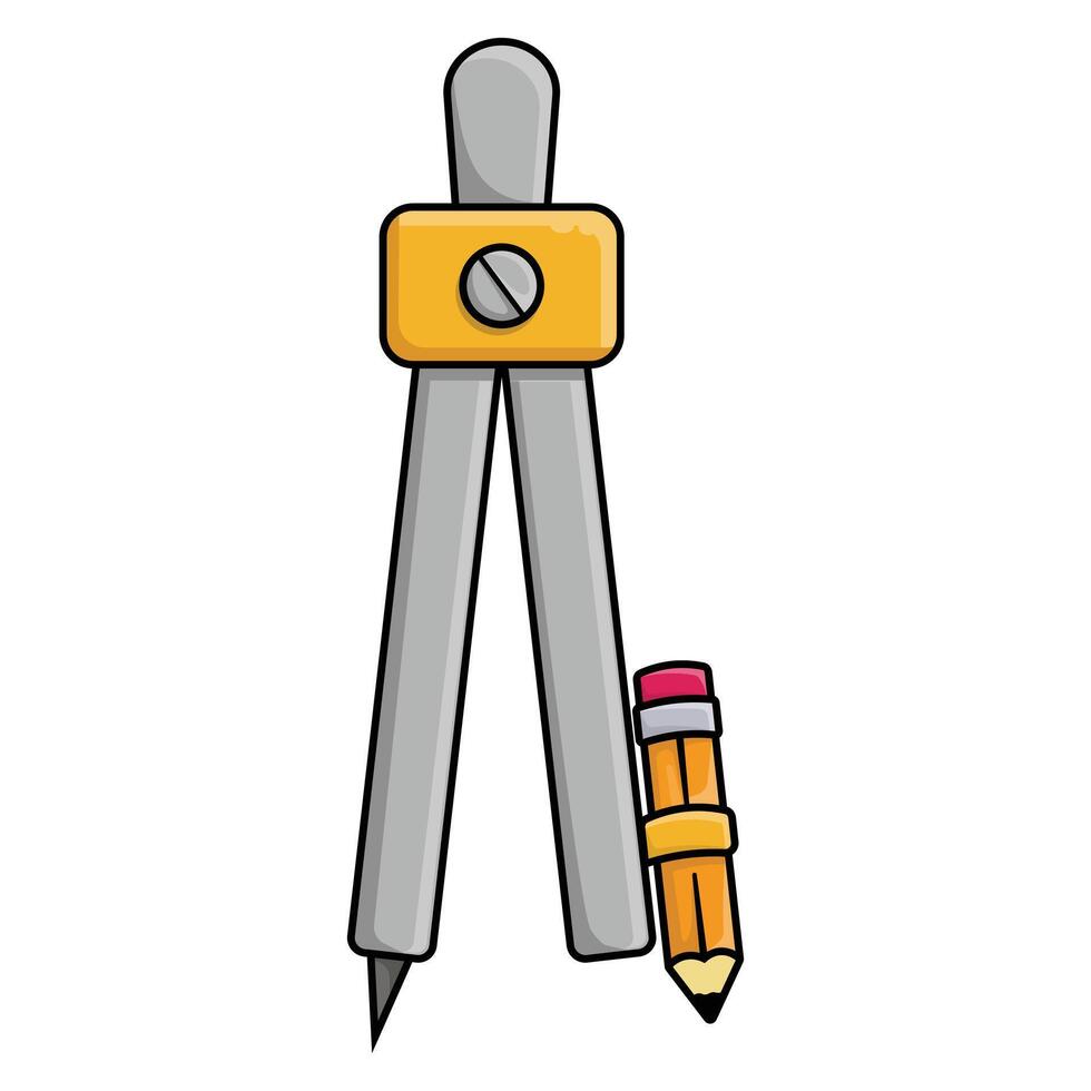 Bleistift und Kompass Symbol Über Weiß Hintergrund. bunt Design. Vektor Illustration