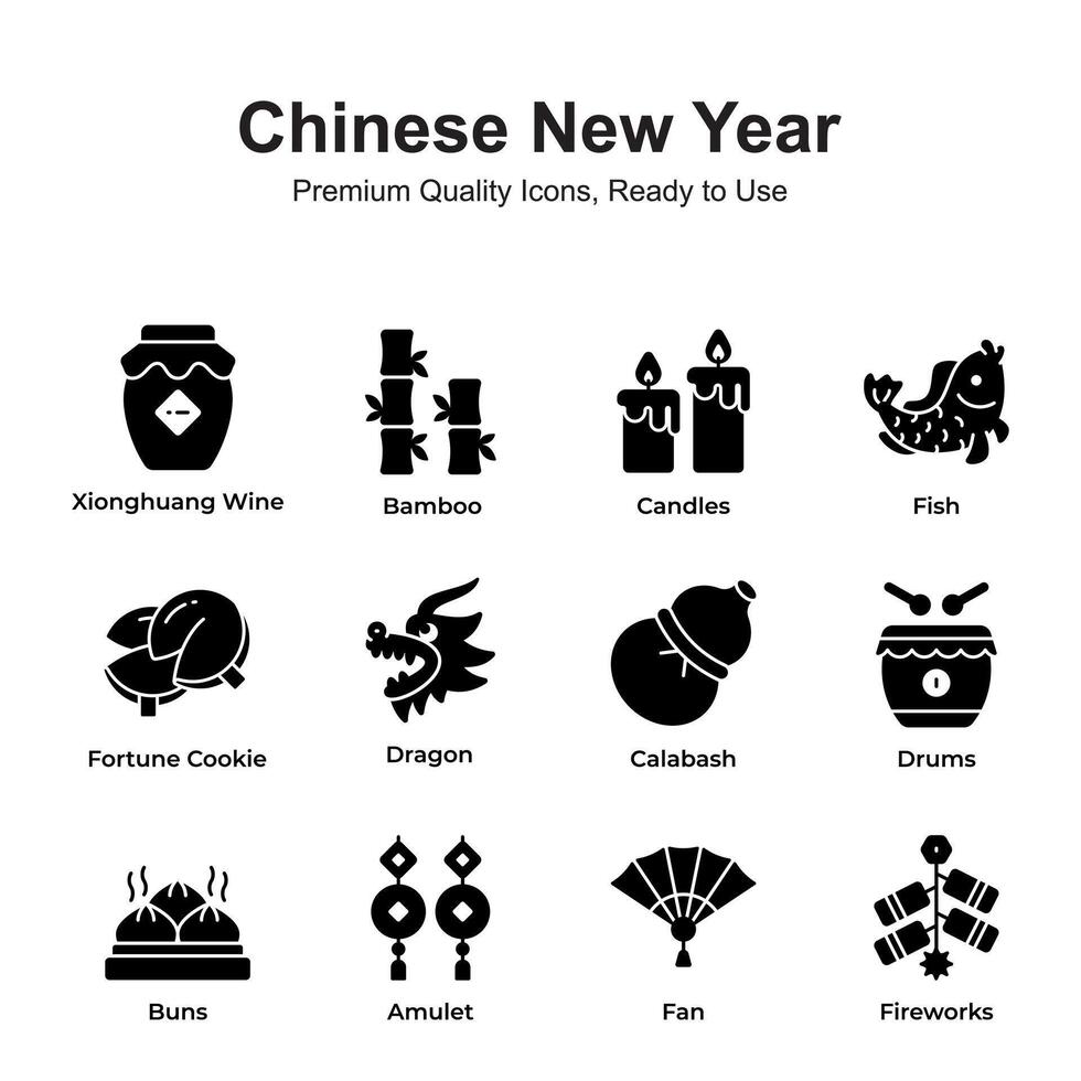 Pack von Chinesisch Neu Jahr Symbole im modisch Stil vektor