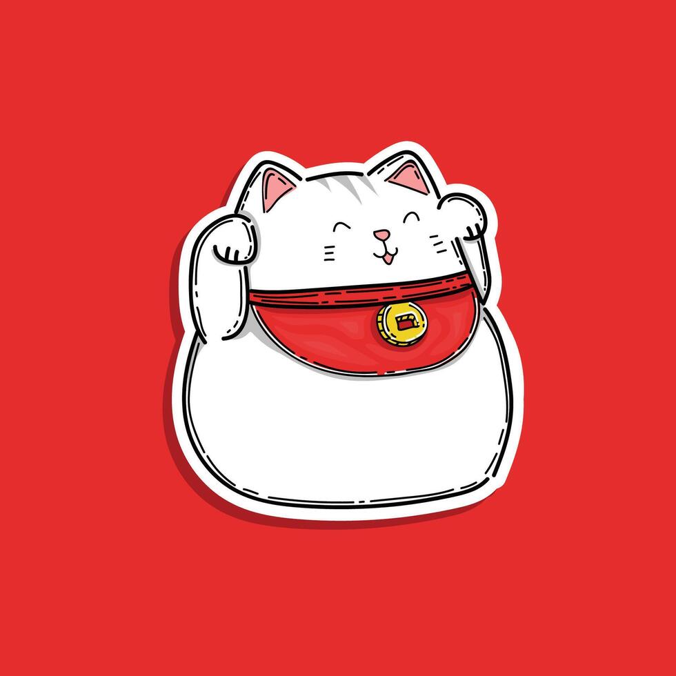 Maneki neko Glücklich Katze Vektor Design Illustration