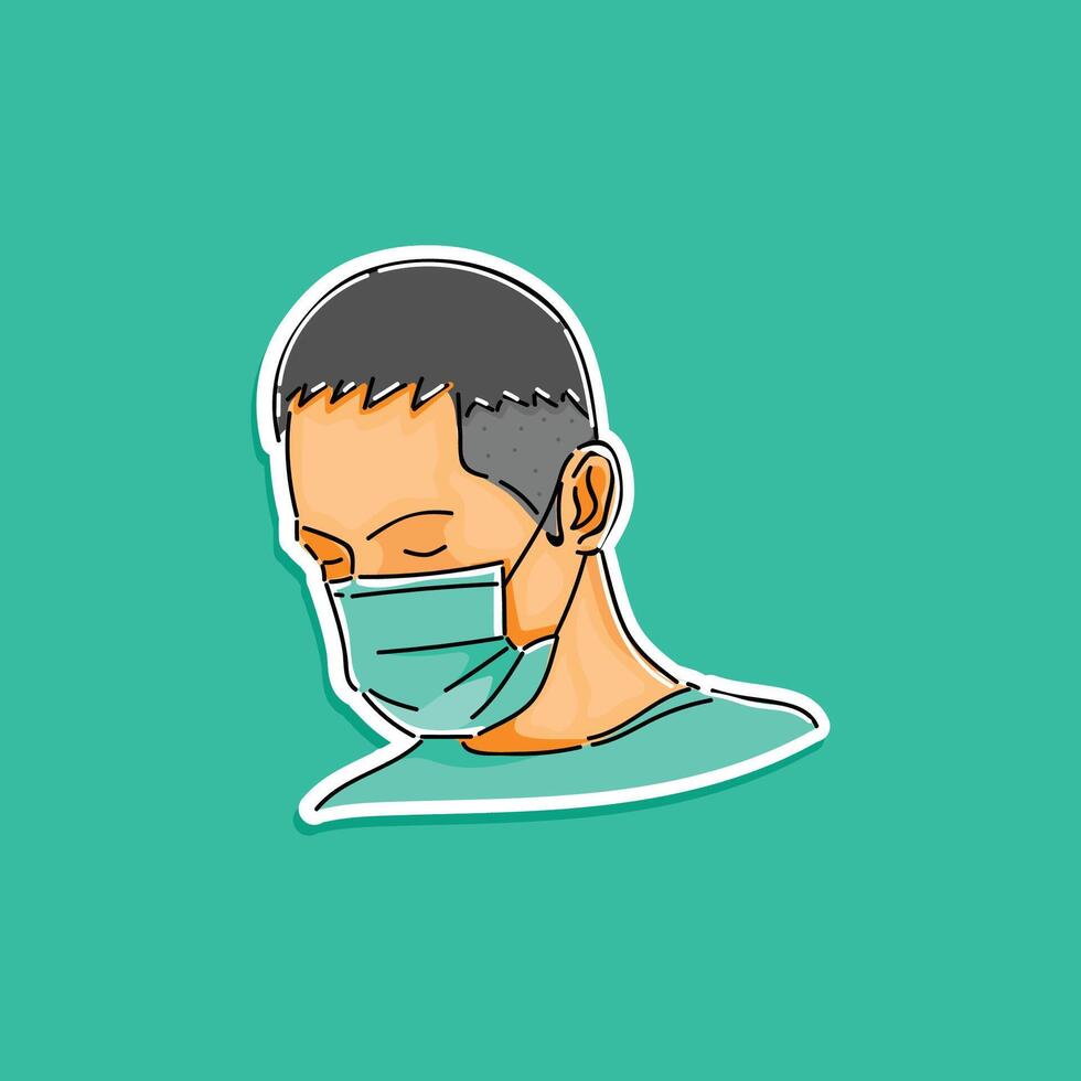 Arzt tragen ein chirurgisch Maske Illustration Vektor Design isoliert im Grün Hintergrund
