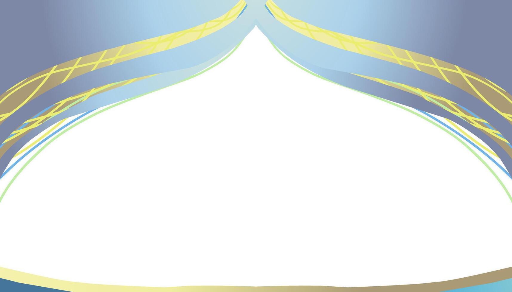 Ramadan und Muslim Ferien thematisch Hintergrund mit ein Moschee Kuppel im Gradient Blau und Gold Linien vektor