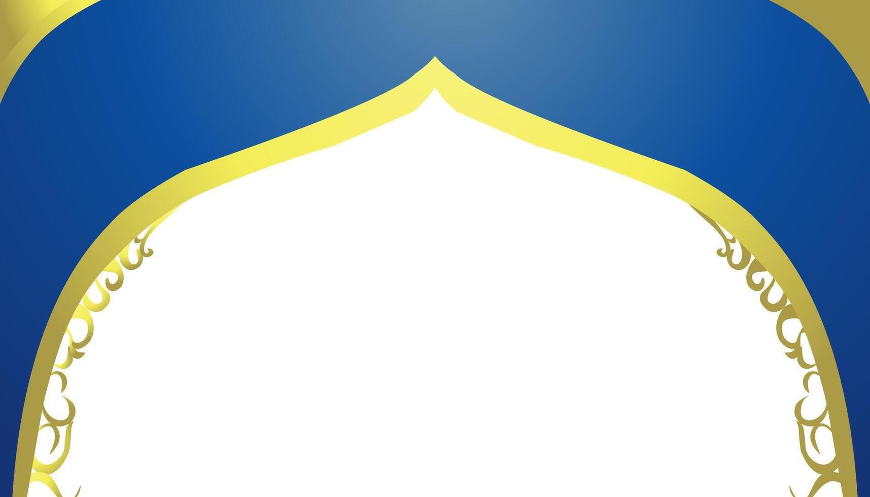 Ramadan und Muslim Ferien thematisch Hintergrund mit ein Moschee Kuppel im Gradient Blau und Gold Linien vektor