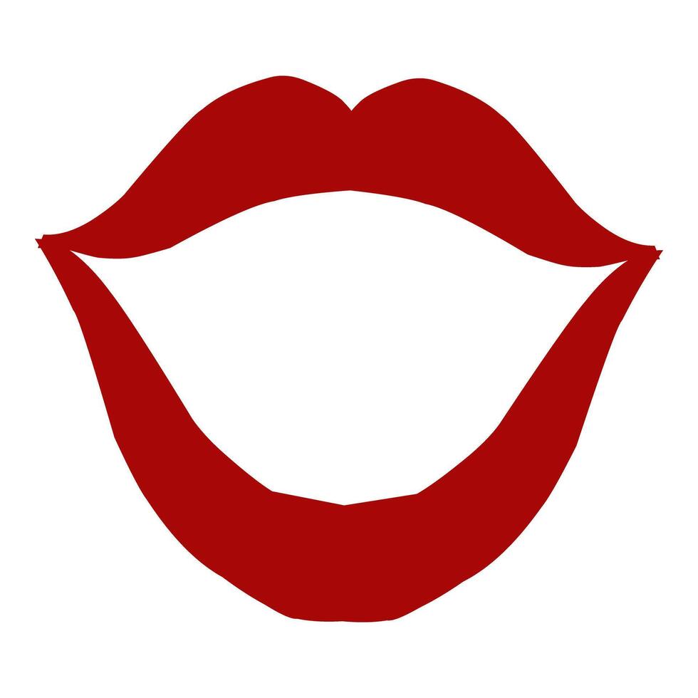 de design av kvinnors röd mun. perfekt för klistermärken, ikoner, logotyper, kort element, social media vektor