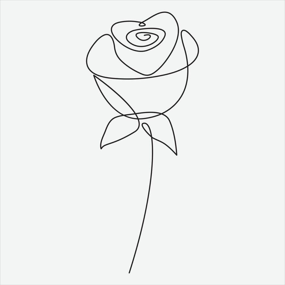 kontinuierlich Linie Hand Zeichnung Vektor Illustration Rose Blume. einer Linie kontinuierlich Vektor Zeichnung Kunst. perfekt zum Mauer Kunst Poster, Zuhause Dekor, T-Shirt drucken oder Handy, Mobiltelefon Fall