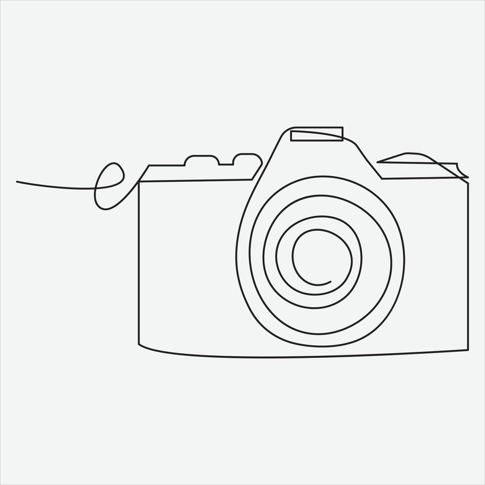 kontinuerlig linje hand teckning vektor illustration kamera konst