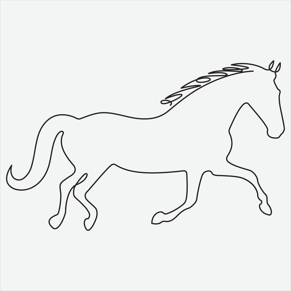 kontinuerlig linje hand teckning vektor illustration häst konst