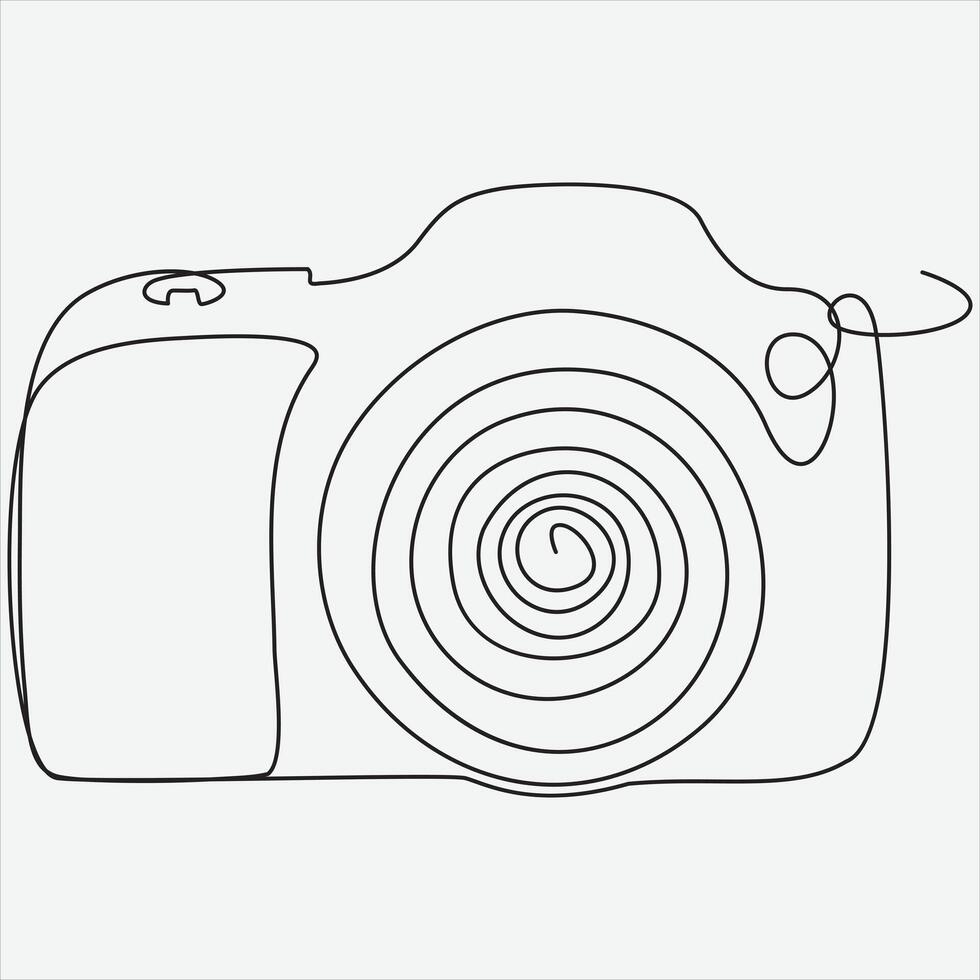 kontinuerlig linje hand teckning vektor illustration kamera konst