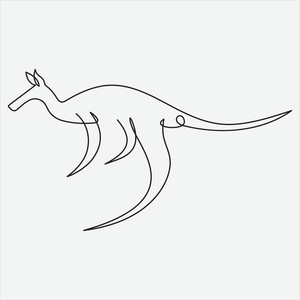 kontinuerlig linje hand teckning vektor illustration känguru konst