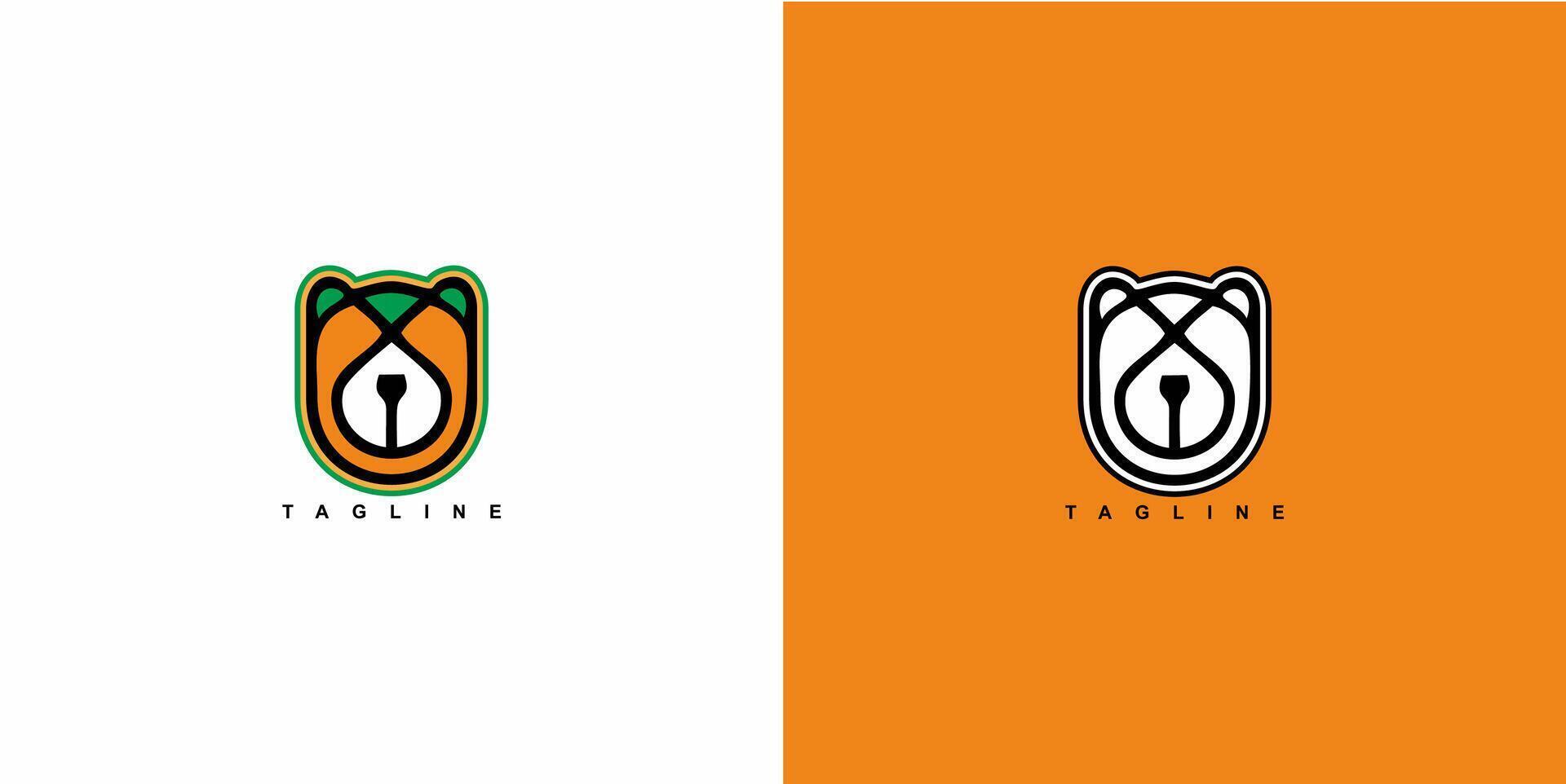 Bär Linie Logo Kaffee modern vektor