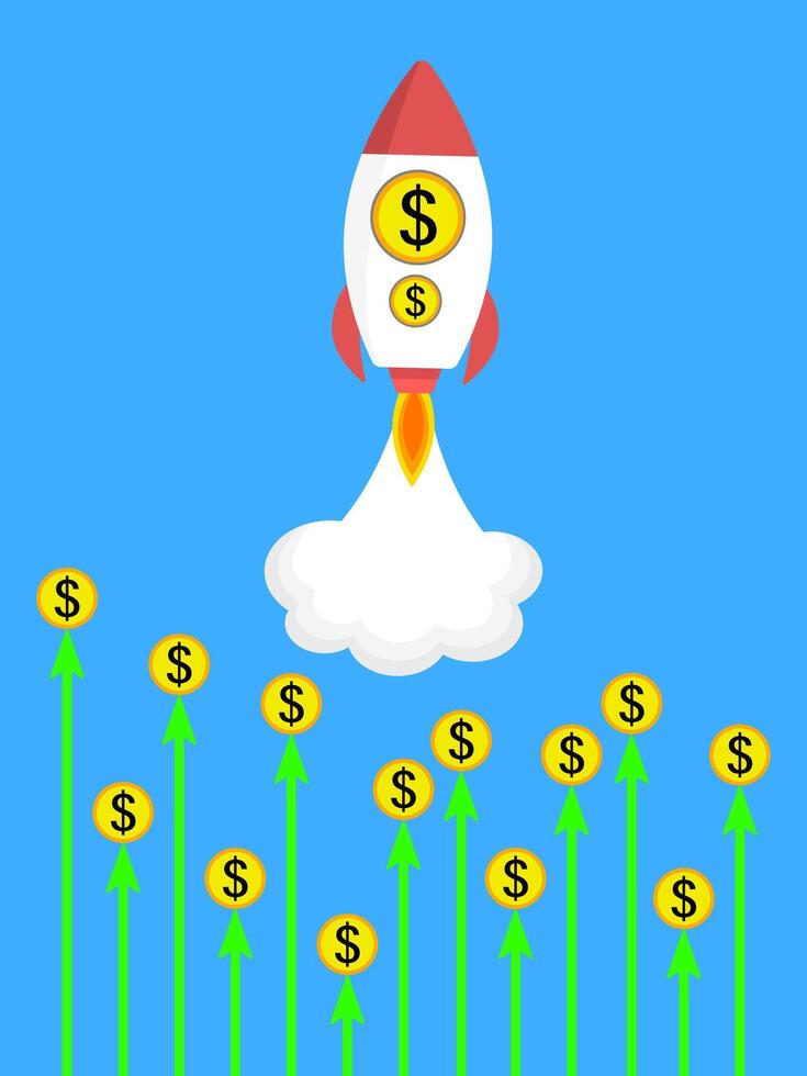 de tillväxt av de dollar i de global marknadsföra, vektor illustration