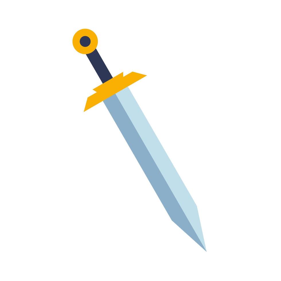magisch Karikatur Stahl Schwert, Ritter Waffe oder Messer Klinge. Fantasie Spiel Waffe Symbol im eben Stil. Vektor Illustration