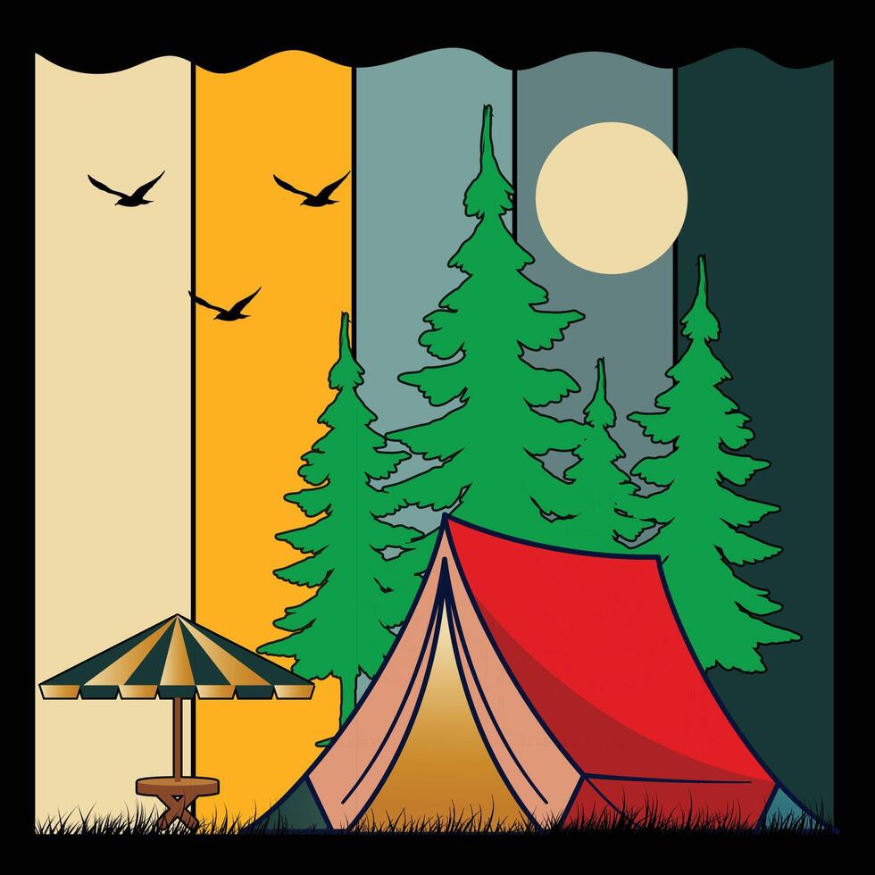 retro Camping Sonnenuntergang einzigartig Vektor Design