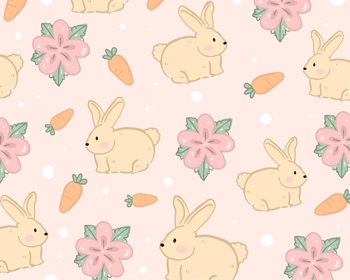 Hase und Blume Muster Design zum Vorlagen. vektor