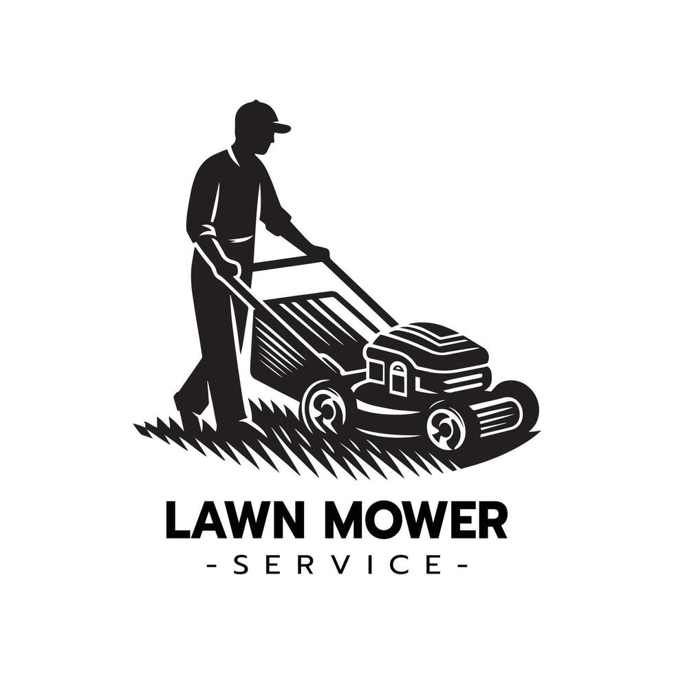 Rasen Mäher Bedienung Logo, Rasen Pflege Gartenarbeit Bedienung Logo Symbol isoliert Vektor Illustration