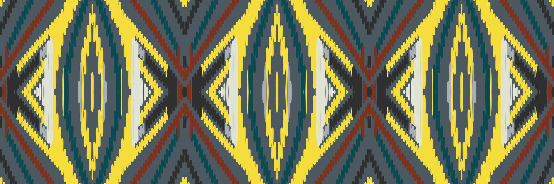 ikat abstraktes geometrisches ethnisches musterdesign der stickerei. aztekischer Stoff Teppich Mandala Ornament Chevron Textildekoration Tapete. tribal boho einheimischer ethnischer türkei traditioneller vektorhintergrund vektor