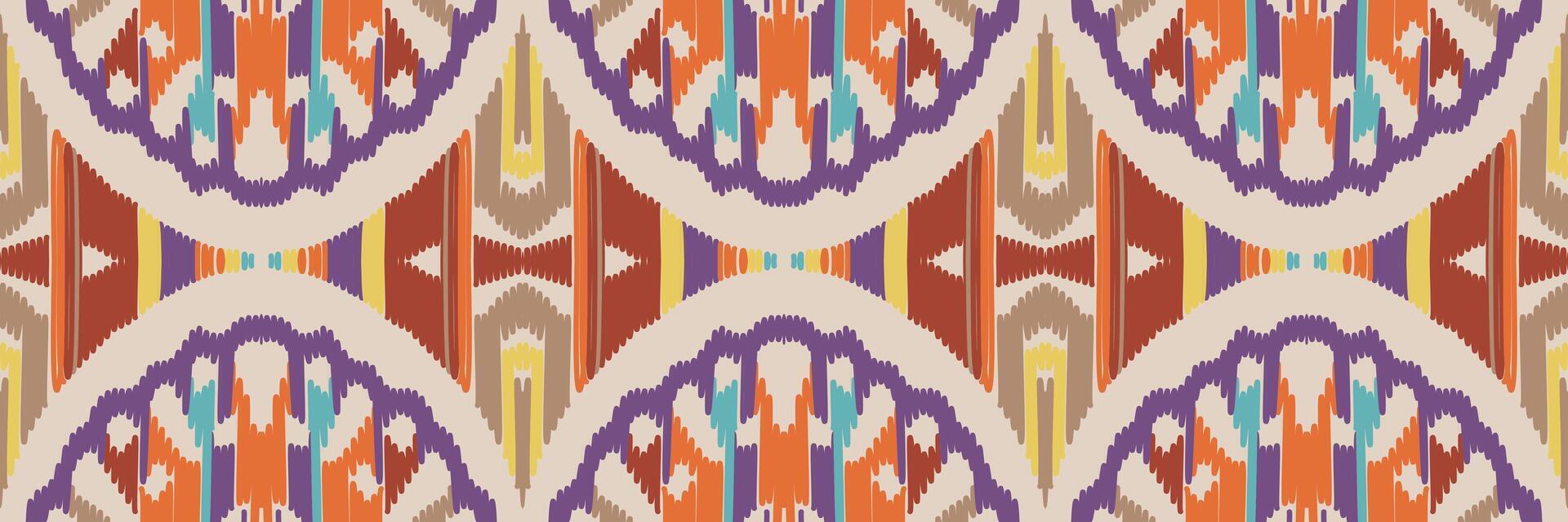 ikat abstraktes geometrisches ethnisches musterdesign der stickerei. aztekischer Stoff Teppich Mandala Ornament Chevron Textildekoration Tapete. tribal boho einheimischer ethnischer türkei traditioneller vektorhintergrund vektor