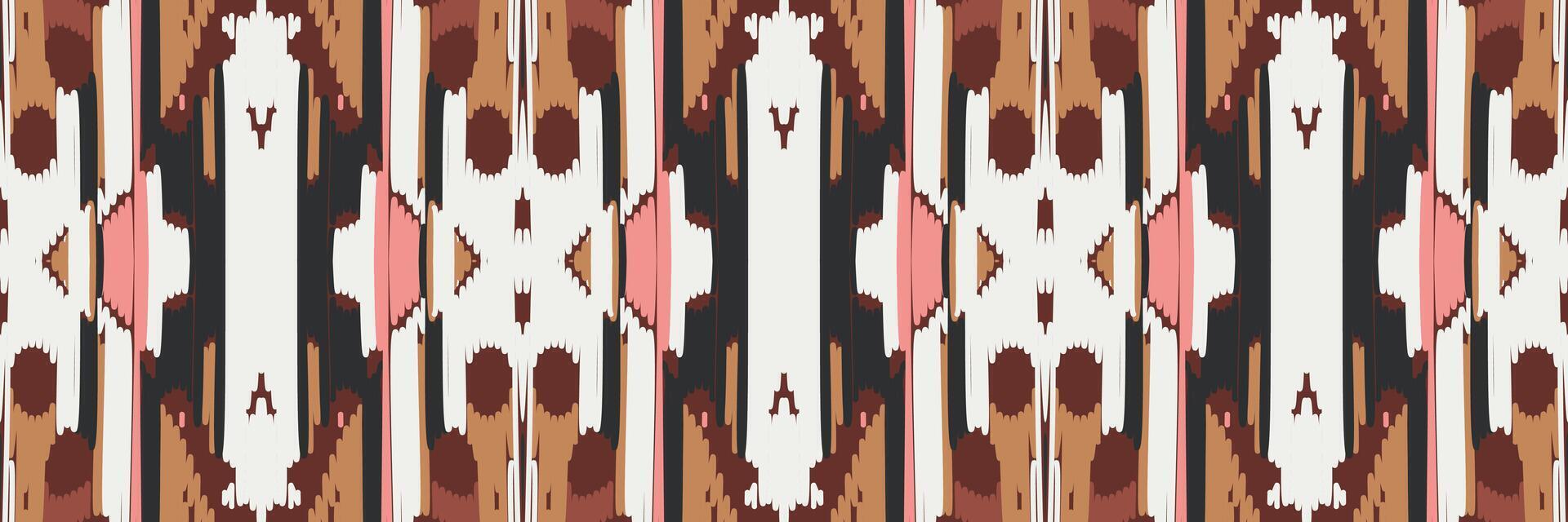 ikat abstrakt geometrisk broderi etniska mönster design. Aztec tyg matta mandala prydnad chevron textil dekoration tapeter. tribal boho infödda etniska kalkon traditionell vektor bakgrund