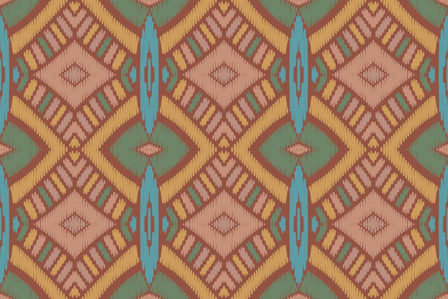 ethnisches ikat-nahtloses muster im stammes-. Design für Hintergrund, Tapete, Vektorillustration, Stoff, Kleidung, Teppich, Textil, Batik, Stickerei. vektor