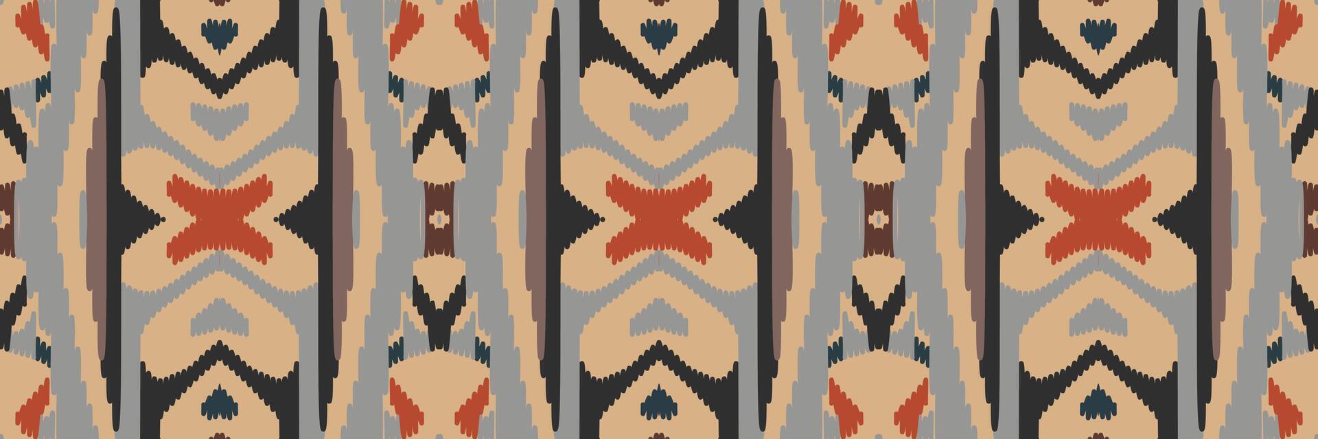 ethnisches ikat-nahtloses muster im stammes-. Design für Hintergrund, Tapete, Vektorillustration, Stoff, Kleidung, Teppich, Textil, Batik, Stickerei. vektor