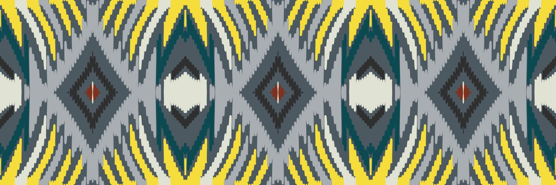 ikat abstrakt geometrisk broderi etniska mönster design. Aztec tyg matta mandala prydnad chevron textil dekoration tapeter. tribal boho infödda etniska kalkon traditionell vektor bakgrund