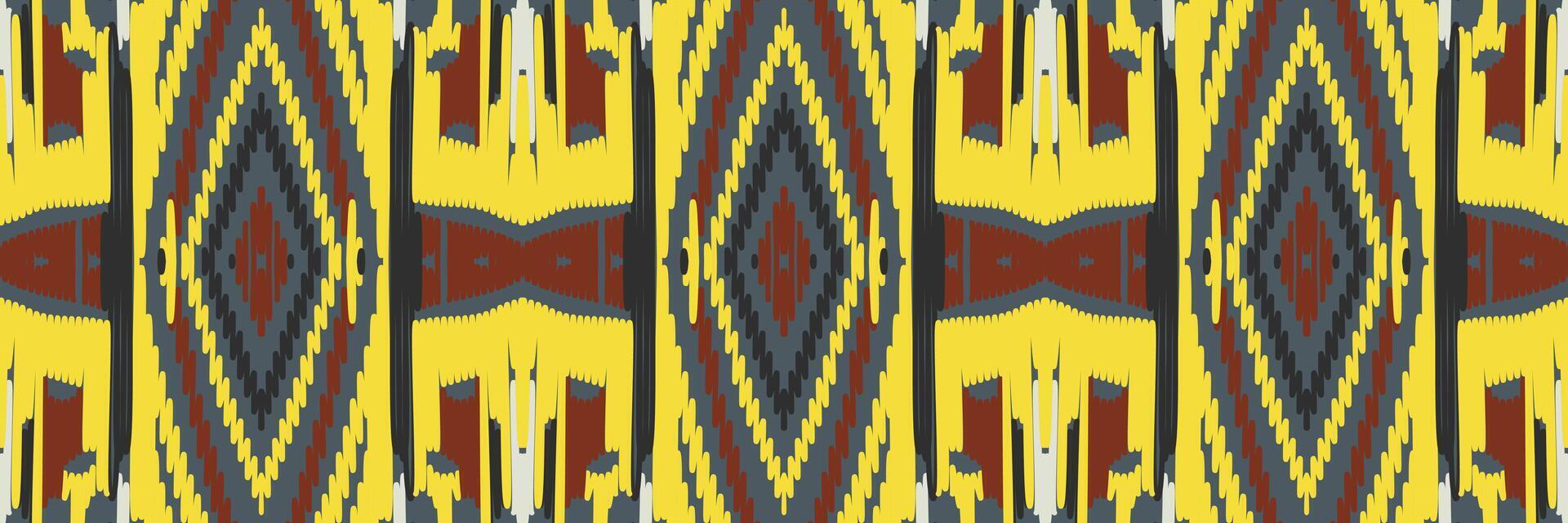 ikat abstraktes geometrisches ethnisches musterdesign der stickerei. aztekischer Stoff Teppich Mandala Ornament Chevron Textildekoration Tapete. tribal boho einheimischer ethnischer türkei traditioneller vektorhintergrund vektor